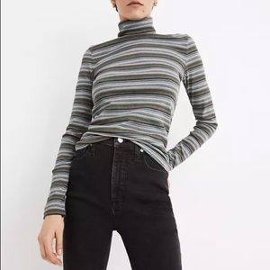 NWT Madewell Ribbed Turtleneck Top in Banbury Stripe